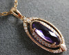 ESTATE 1.15CT DIAMOND & AAA AMETHYST 14KT ROSE GOLD 3D OVAL FILIGREE PENDANT