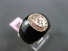 ANTIQUE .20CT DIAMOND & AAA ONYX 14KT ROSE GOLD 3D ITALY OVAL ETOILE BUTTON RING