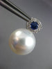 EXTRA LARGE .84CT DIAMOND AAA SAPPHIRE & SOUTH SEA PEARL 18K WHITE GOLD EARRINGS