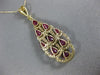 ESTATE 3.78CT DIAMOND & AAA RUBY 14KT YELLOW GOLD 3D TEAR DROP JOURNEY PENDANT