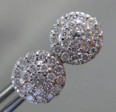 ESTATE .50CT DIAMOND 14KT WHITE GOLD CLASSIC ROUND FLOWER CLUSTER STUD EARRINGS