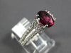 ESTATE 2.21CT DIAMOND & AAA RHODOLITE 14KT WHITE GOLD 3D OVAL ENGAGEMENT RING