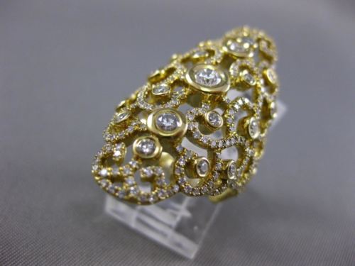 ESTATE EXTRA LARGE 1.89CT DIAMOND 18KT YELLOW GOLD 3D OPEN FILIGREE ETOILE RING