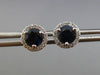 ESTATE 1.42CT DIAMOND & SAPPHIRE 14K WHITE GOLD ROUND HALO CLASSIC STUD EARRINGS