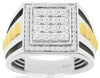 ESTATE LARGE 1CT DIAMOND 14KT WHITE & YELLOW GOLD 3D CLASSIC SQUARE MEN'S RING