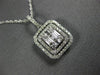 ESTATE .42CT ROUND & BAGUETTE DIAMOND 14KT WHITE GOLD 3D SQUARE CLUSTER PENDANT