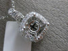 ESTATE .81CT ROUND DIAMOND 18KT WHITE GOLD DOUBLE HALO SQUARE SEMI MOUNT PENDANT