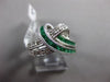 ESTATE WIDE .91CT DIAMOND & AAA EMERALD 18KT WHITE GOLD 3D LOVE KNOT FUN RING