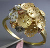 ESTATE EXTRA LARGE .72CT DIAMOND 14KT TRI COLOR GOLD 3D FLOWER BANGLE BRACELET
