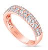 ESTATE .78CT DIAMOND 18K ROSE GOLD 3D CLASSIC THREE ROW ETOILE ANNIVERSARY RING