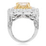 ESTATE LARGE 9.62CT WHITE & FANCY YELLOW DIAMOND 14K 2 TONE GOLD ENGAGEMENT RING