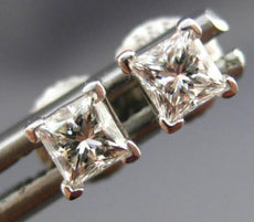 ESTATE .40CT DIAMOND 14KT WHITE GOLD 3D CLASSIC SOLITAIRE STUD EARRINGS #17279