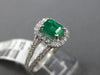 ESTATE 1.28CT DIAMOND & AAA EMERALD 14KT WHITE GOLD SQUARE HALO ENGAGEMENT RING