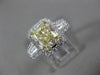 LARGE 3.8CT WHITE & FANCY YELLOW DIAMOND 14K WHITE GOLD FILIGREE ENGAGEMENT RING