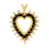 ESTATE .96CT DIAMOND & AAA SAPPHIRE 14KT YELLOW GOLD 3D OPEN HEART LOVE PENDANT