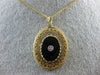 ANTIQUE LARGE OLD MINE DIAMOND & ONYX 14KT TWO TONE GOLD FILIGREE PENDANT #26413