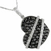 1.44CT WHITE & BLACK DIAMOND 14KT WHITE GOLD 3D SIDEWAYS HEART LOVE PENDANT