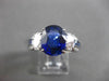 ANTIQUE PLATINUM 4.83CT DIAMOND & AAA SAPPHIRE 3 STONE ENGAGEMENT RING E/F VVS