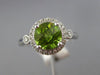 ESTATE 1.51CT DIAMOND & PERIDOT 14KT WHITE GOLD 3D ROUND HALO FRIEDNSHIP RING