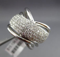 ESTATE LARGE 1.56CT DIAMOND 18KT WHITE GOLD 3D MULTI ROW CRISS CROSS LOVE RING