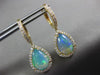 LARGE 4.56CT DIAMOND & AAA AUSTRALIAN OPAL 14KT YELLOW GOLD 3D HANGING EARRINGS