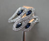 ESTATE WIDE .84CT DIAMOND & AAA SAPPHIRE 14KT WHITE GOLD MULTI LEAF ETOILE RING