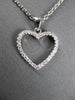 ESTATE .17CT DIAMOND 14K WHITE GOLD CLASSIC OPEN HEART PENDANT & CHAIN BEAUTIFUL