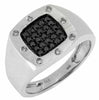 .55CT WHITE & BLACK DIAMOND 14KT WHITE GOLD CLASSIC SQUARE PAVE ETOILE MENS RING