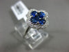 ESTATE 1.38CT DIAMOND & AAA SAPPHIRE 18KT WHITE GOLD 3D SQUARE FLOWER LOVE RING