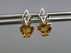 ESTATE .71CT DIAMOND & AAA CITRINE 14KT WHITE GOLD 3D HEART SHAPE POST EARRINGS