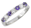.57CT DIAMOND & AAA TANZANITE 14KT WHITE GOLD 7 STONE WEDDING ANNIVERSARY RING
