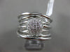 ESTATE WIDE .33CT DIAMOND 18KT WHITE GOLD MULTI ROW ROUND CLUSTER PAVE FUN RING