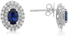 ESTATE LARGE 1.42CT DIAMOND & AAA SAPPHIRE 18KT WHITE GOLD 3D HALO STUD EARRINGS