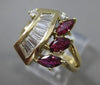 ANTIQUE LARGE 1.45CT DIAMOND & AAA RUBY 14KT YELLOW GOLD COCKTAIL RING #22045