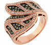 1.0CT WHITE & CHOCOLATE FANCY DIAMOND 14KT ROSE GOLD MULTI LEAF CRISS CROSS RING