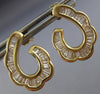 ESTATE 1.0CT BAGUETTE DIAMOND 14KT YELLOW GOLD 3D HORSE SHOE HANGING EARRINGS