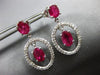 ESTATE LARGE 2.13CT DIAMOND & AAA RUBY 14KT WHITE GOLD 3D OVAL HANGING EARRINGS