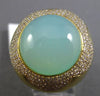 ESTATE EXTRA LARGE 13.20CT DIAMOND & AAA BLUE AGATE 18KT YELLOW GOLD FLOWER RING