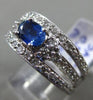 ESTATE WIDE 1.19CT DIAMOND & AAA BLUE SAPPHIRE 14K WHITE GOLD 3D ENGAGEMENT RING