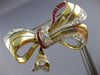 ANTIQUE 5.80CT OLD MINE DIAMOND & AAA RUBY 14KT TWO TONE GOLD PIN BROOCH #21890