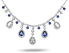 9.18CT DIAMOND & AAA SAPPHIRE 14KT WHITE GOLD 3D CHANDELIER TEAR DROP NECKLACE