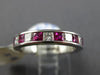 ESTATE 1.10CT DIAMOND & AAA RUBY 14K WHITE GOLD CLASSIC CHANNEL ANNIVERSARY RING