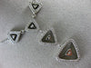 ESTATE LARGE .88CT DIAMOND 14K WHITE GOLD 3D TRIANGULAR LARIAT FLOATING NECKLACE