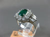 ESTATE LARGE 2.26CT DIAMOND & AAA EMERALD 18K WHITE GOLD 3D HALO ENGAGEMENT RING