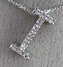 .22CT ROUND DIAMOND 18K WHITE GOLD 3D CLASSIC "I" INITIAL FLOATING PENDANT #8965