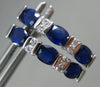 ESTATE 2.7CT DIAMOND & AAA SAPPHIRE 14K WHITE GOLD ROUND & OVAL HANGING EARRINGS