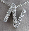 ESTATE .25CT DIAMOND 14KT WHITE GOLD 3D " N " INITIAL FLOATING PENDANT #19509