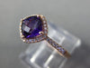 ESTATE 1.02CT DIAMOND & AAA AMETHYST 14KT ROSE GOLD 3D CUSHION FUN LOVE RING