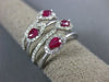 ESTATE LARGE 1.09CT DIAMOND & AAA RUBY 14K WHITE GOLD MULTI ROW ANNIVERSARY RING