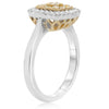 ESTATE .67CT WHITE & FANCY YELLOW DIAMOND 14KT 2 TONE GOLD SQUARE CLUSTER RING